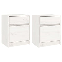 Comodini 2 pz Bianchi 40x31x50 cm in Legno Massello di Pino 808126