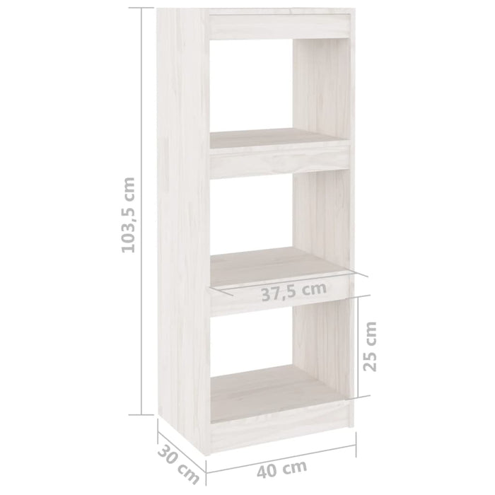 Libreria/Divisorio Bianco 40x30x103,5 cm Legno Massello di Pino