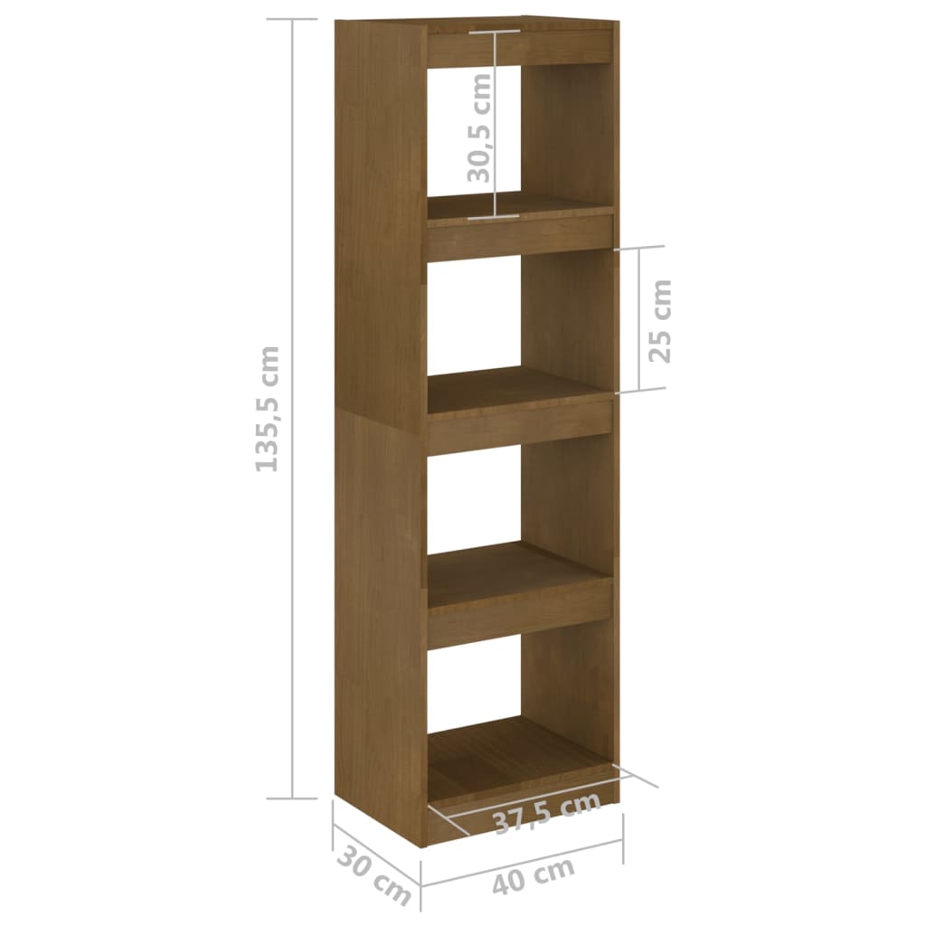 Libreria/Divisorio Miele 40x30x135,5 cm Legno Massello di Pino 808146