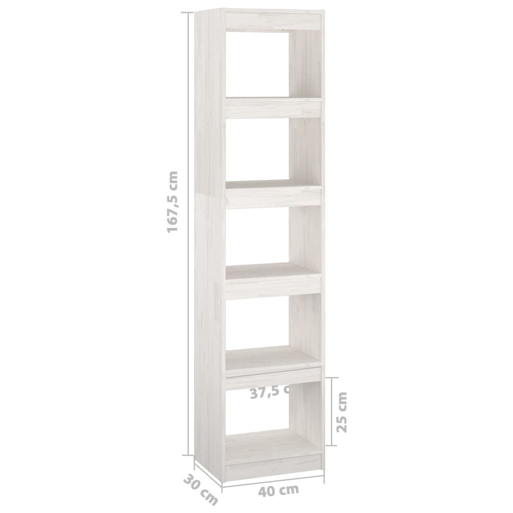 Libreria/Divisorio Bianco 40x30x167,5 cm in Massello di Pino cod mxl 8857