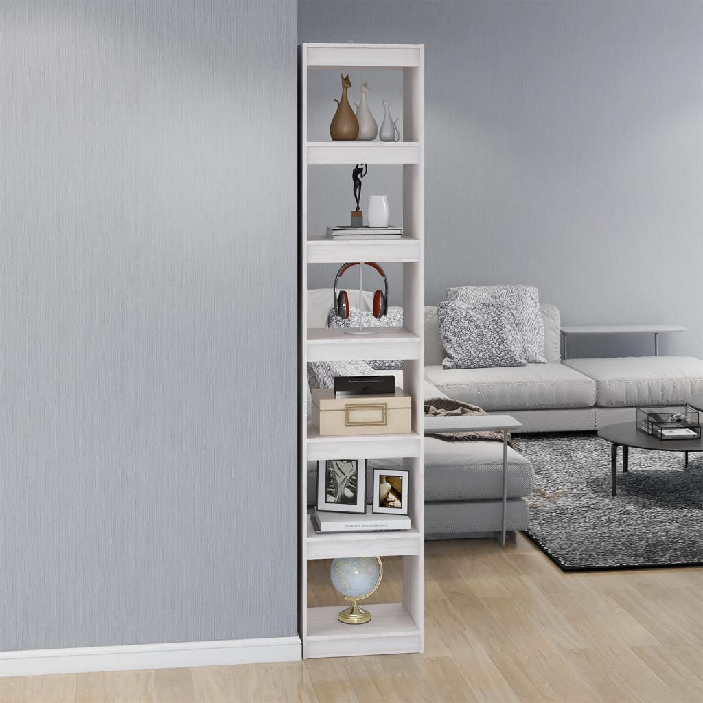 Libreria/Divisorio Bianco 40x30x199cm in Legno Massello di Pino cod mxl 7313