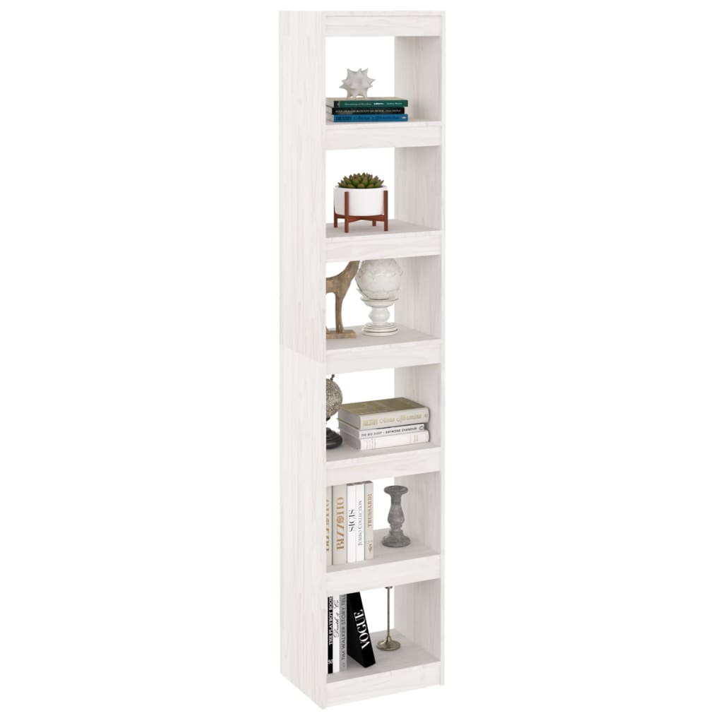 Libreria/Divisorio Bianco 40x30x199cm in Legno Massello di Pino 808154