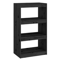 Libreria/Divisorio Nero 60x30x103,5cm in Legno Massello di Pino