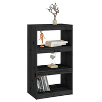 Libreria/Divisorio Nero 60x30x103,5cm in Legno Massello di Pino