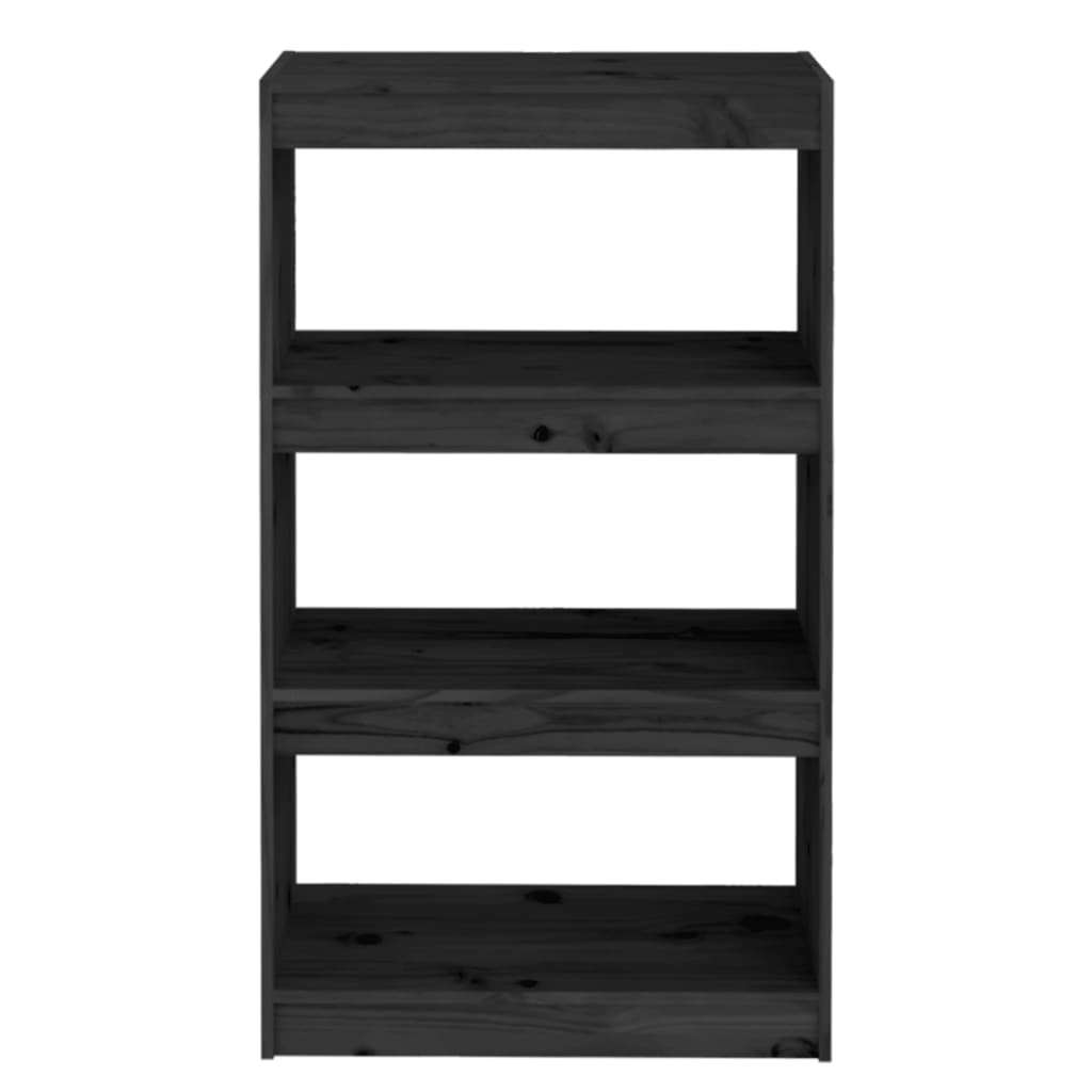 Libreria/Divisorio Nero 60x30x103,5cm in Legno Massello di Pino