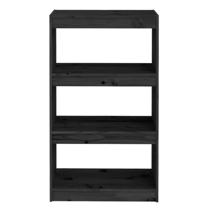 Libreria/Divisorio Nero 60x30x103,5cm in Legno Massello di Pino