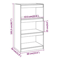 Libreria/Divisorio Nero 60x30x103,5cm in Legno Massello di Pino