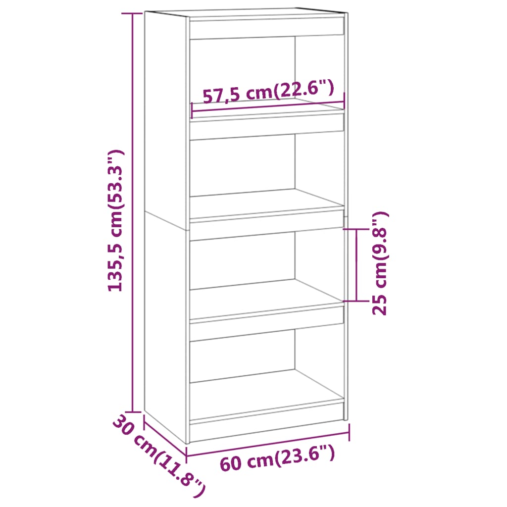 Libreria/Divisorio 60x30x135,5 cm in Legno Massello di Pino cod mxl 14804