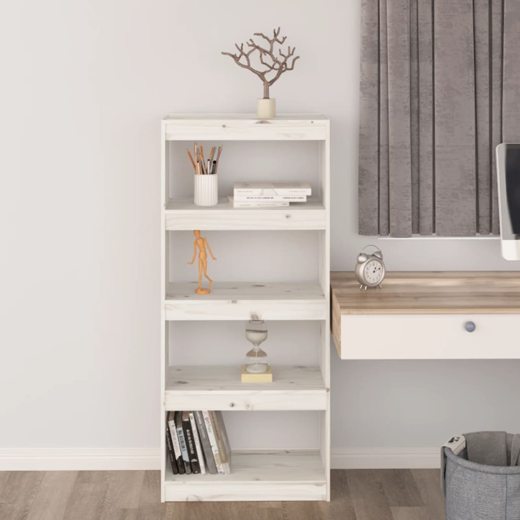 Libreria/Divisorio Bianco 60x30x135,5 cm Legno Massello di Pino cod mxl 11871