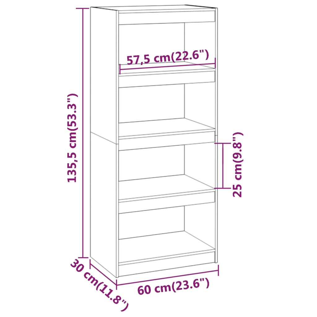 Libreria/Divisorio Bianco 60x30x135,5 cm Legno Massello di Pino cod mxl 11871