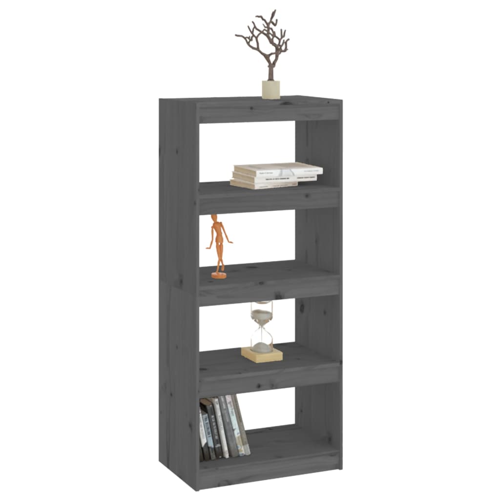 Libreria/Divisorio Grigio 60x30x135,5 cm Legno Massello di Pino 808170