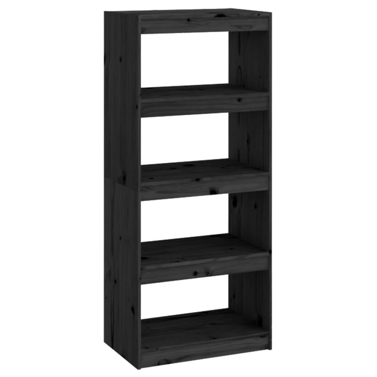 Libreria/Divisorio Nero 60x30x135,5 cm Legno Massello di Pino