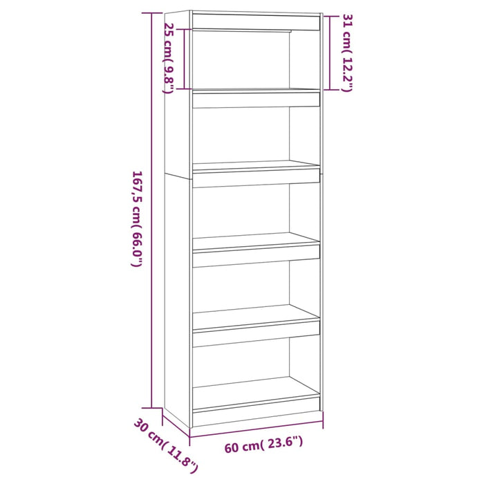 Libreria/Divisorio Grigio 60x30x167,5 cm in Massello di Pino 808173