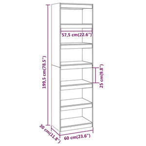 Libreria/Divisorio 60x30x199,5 cm in Legno Massello di Pino cod mxl 13993