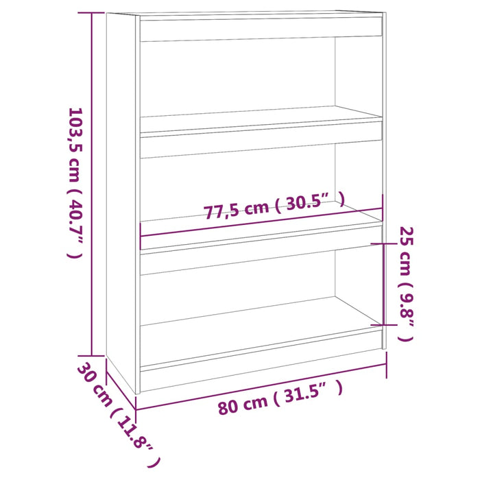 Libreria/Divisorio 80x30x103,5 cm in Legno Massello di Pino