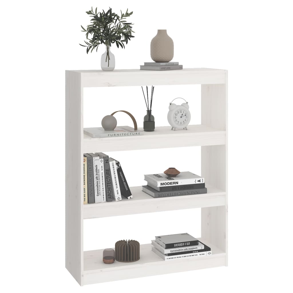 Libreria/Divisorio Bianco 80x30x103,5 cm in Massello di Pino cod mxl 12506