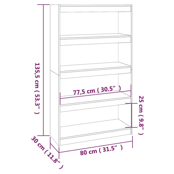 Libreria/Divisorio Bianco 80x30x135,5 cm in Massello di Pino 808194