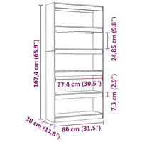 Libreria/Divisorio Grigio 80x30x167,4 cm in Massello di Pino