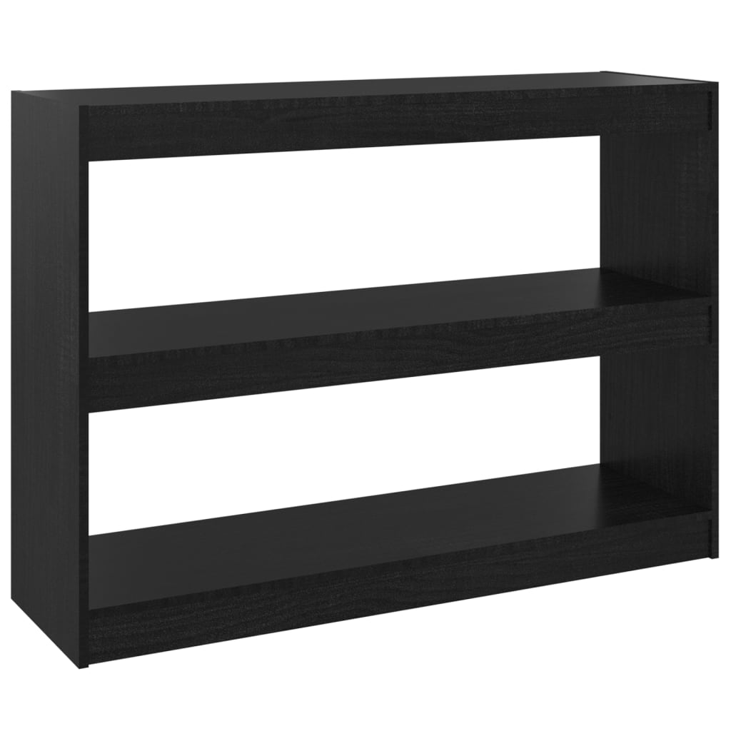 Libreria/Divisorio Nero 100x30x71,5cm in Legno Massello di Pino 808212