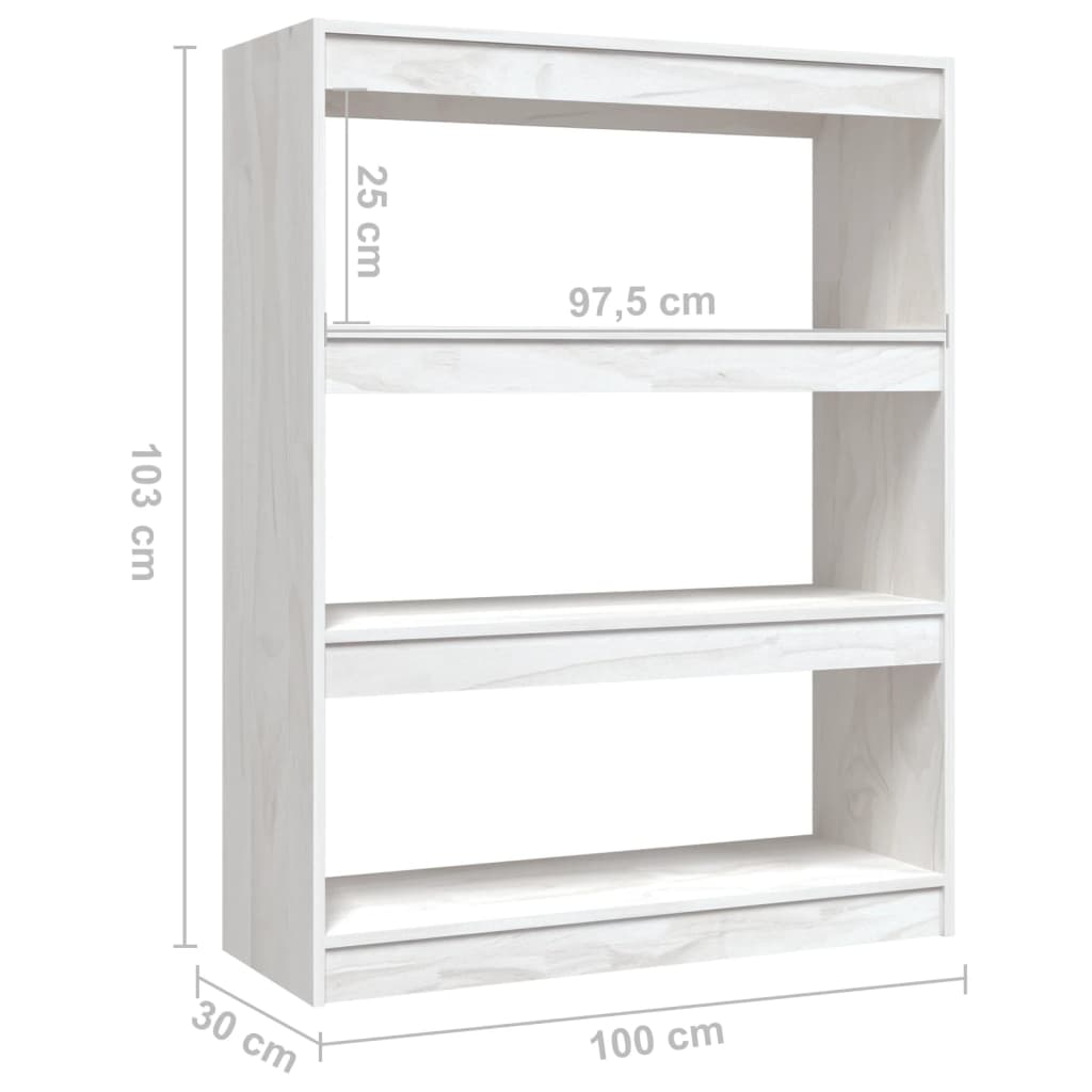 Libreria/Divisorio Bianco 100x30x103 cm in Massello di Pino cod mxl 18635