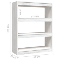 Libreria/Divisorio Bianco 100x30x103 cm in Massello di Pino cod mxl 18635