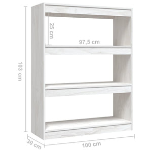 Libreria/Divisorio Bianco 100x30x103 cm in Massello di Pino 808214