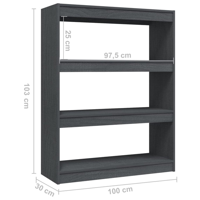 Libreria/Divisorio Grigio 100x30x103 cm in Massello di Pino cod mxl 23759