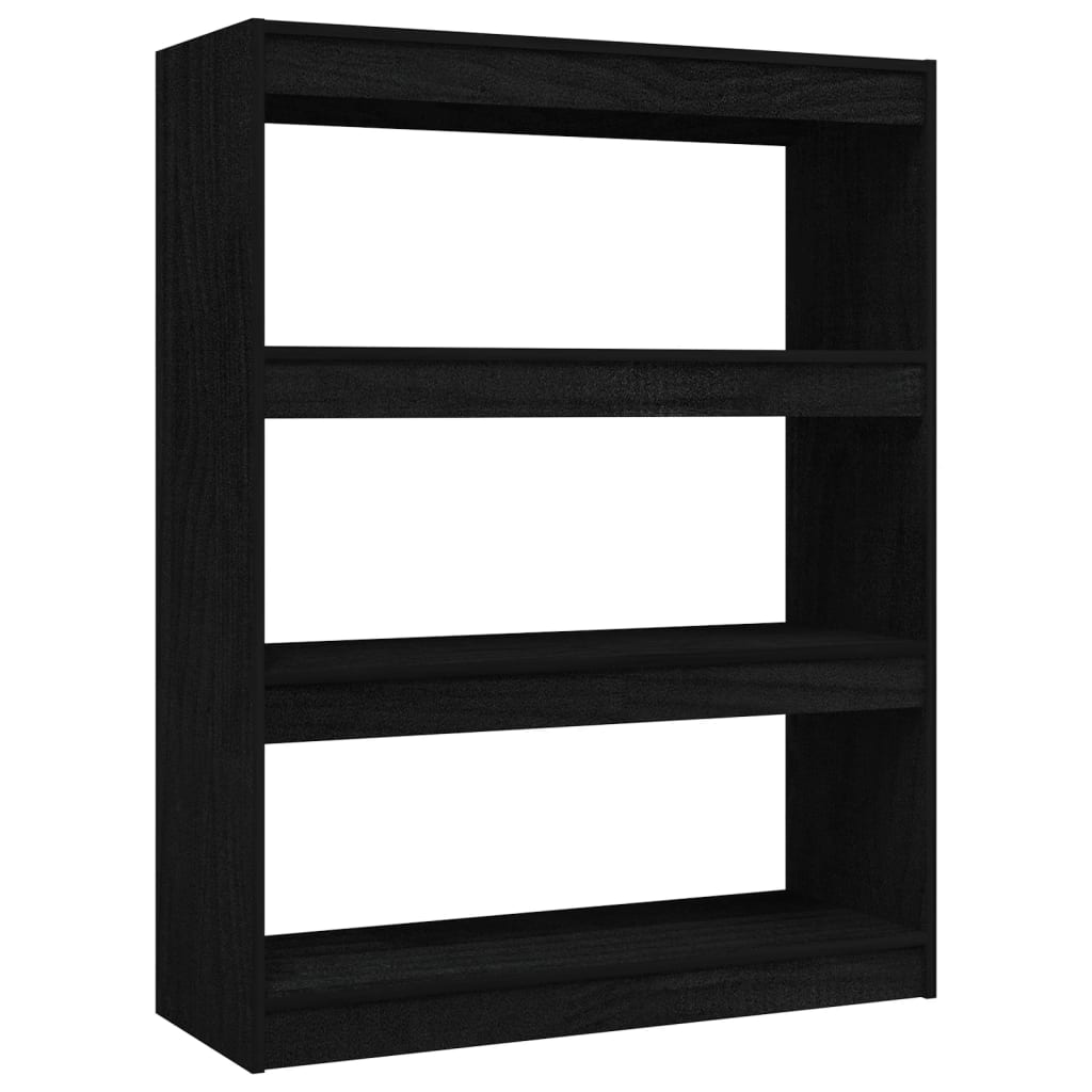 Libreria/Divisorio Nero 100x30x103 cm in Legno Massello di Pino cod mxl 19278