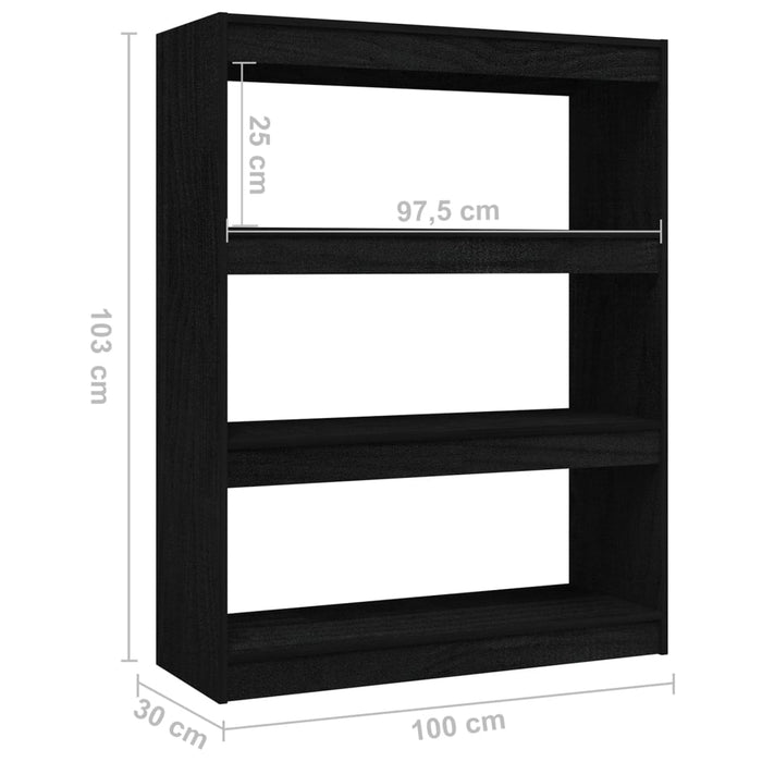 Libreria/Divisorio Nero 100x30x103 cm in Legno Massello di Pino cod mxl 19278