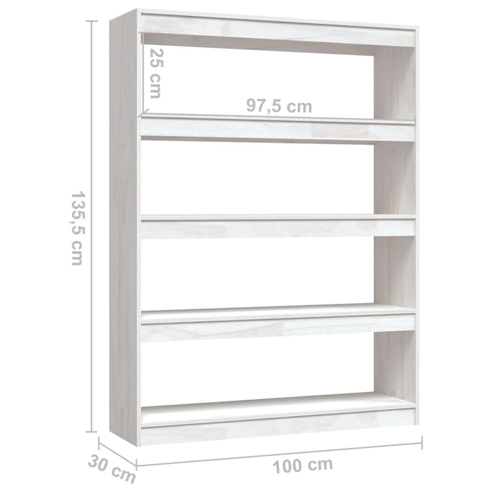 Libreria/Divisorio Bianco 100x30x135,5 cm in Legno di Pino 808219