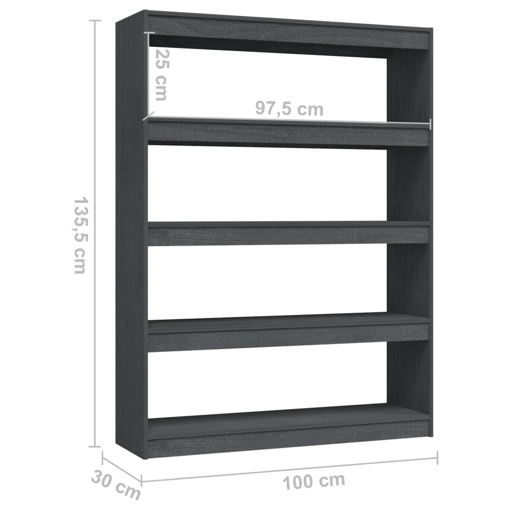 Libreria/Divisorio Grigio 100x30x135,5 cm in Legno di Pino 808220