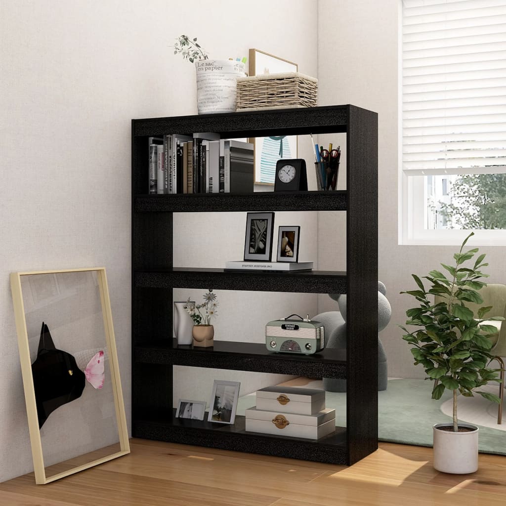 Libreria/Divisorio Nero 100x30x135,5 cm in Legno di Pino