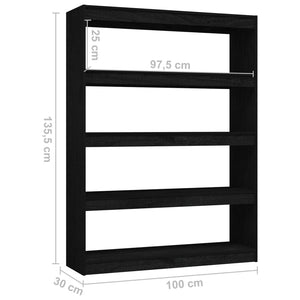 Libreria/Divisorio Nero 100x30x135,5 cm in Legno di Pino