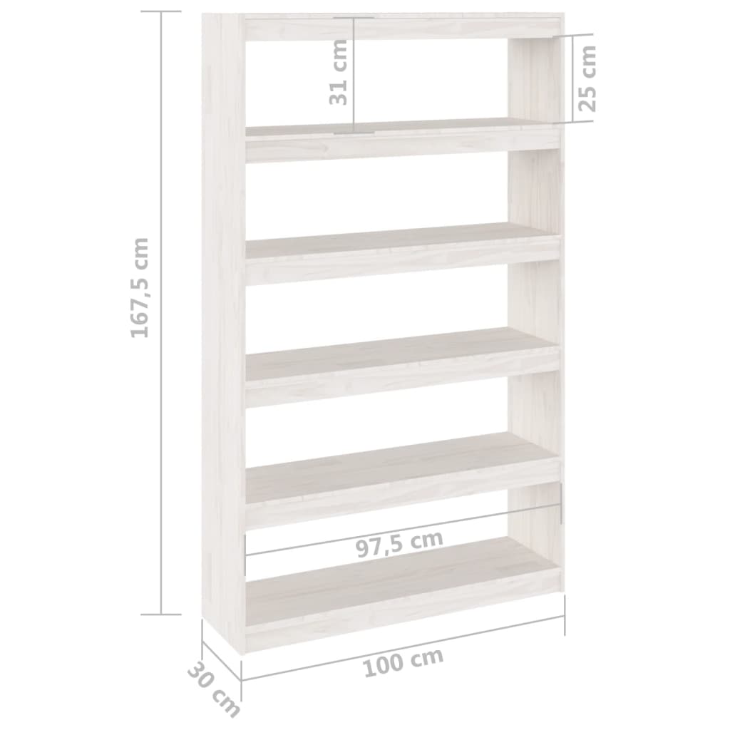 Libreria/Divisorio Bianco 100x30x167,5 cm in Massello di Pino cod mxl 24801