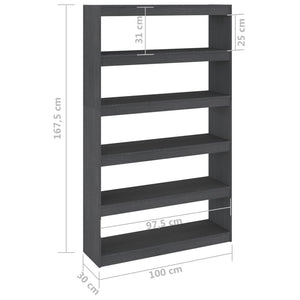 Libreria/Divisorio Grigio 100x30x167,5 cm in Massello di Pino