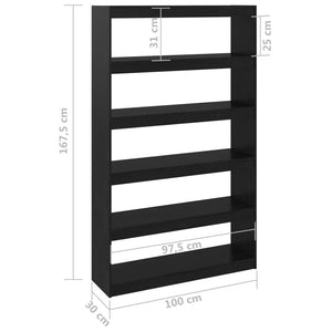 Libreria/Divisorio Nero 100x30x167,5 cm in Legno di Pino