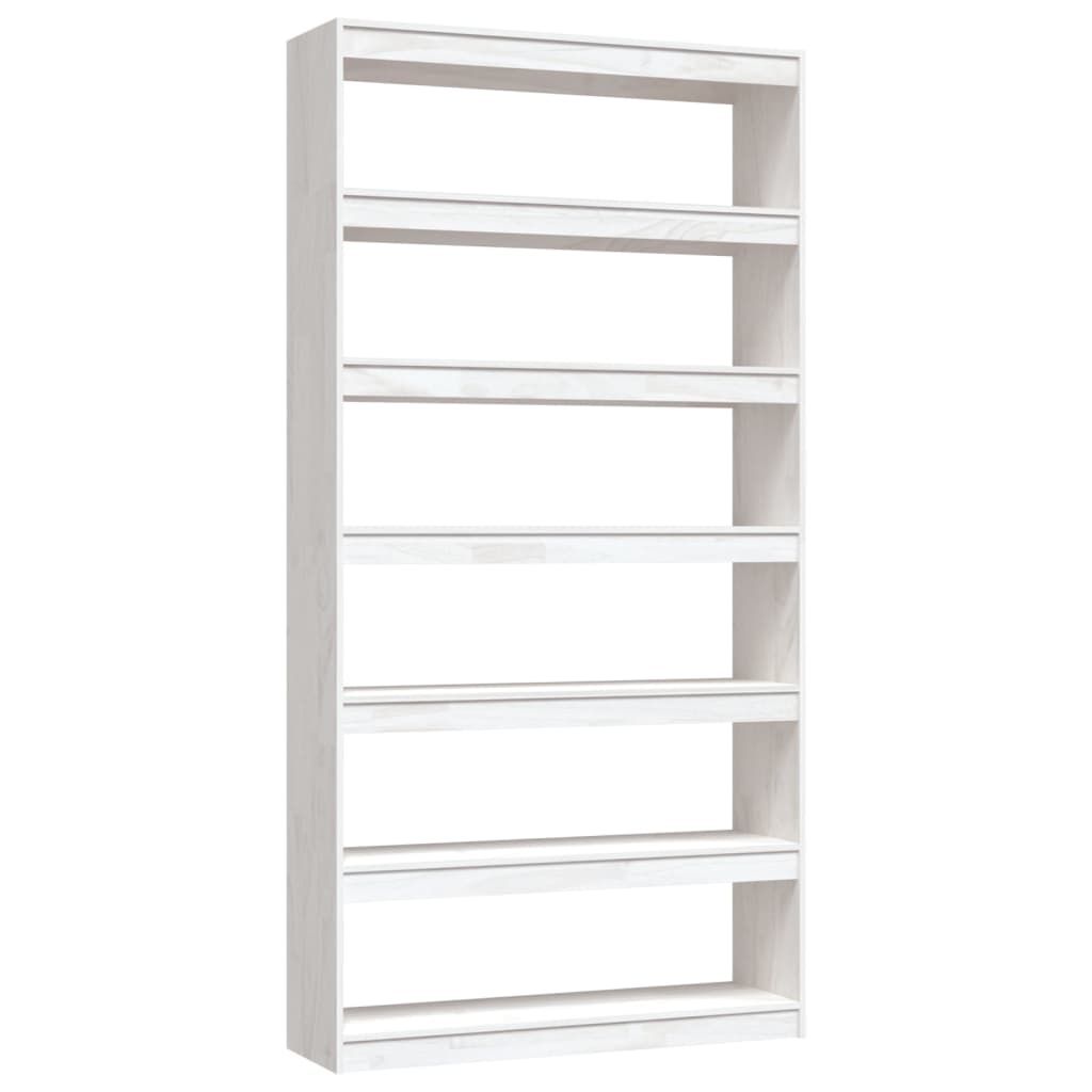 Libreria/Divisorio Bianco 100x30x200 cm Legno Massello di Pino 808229