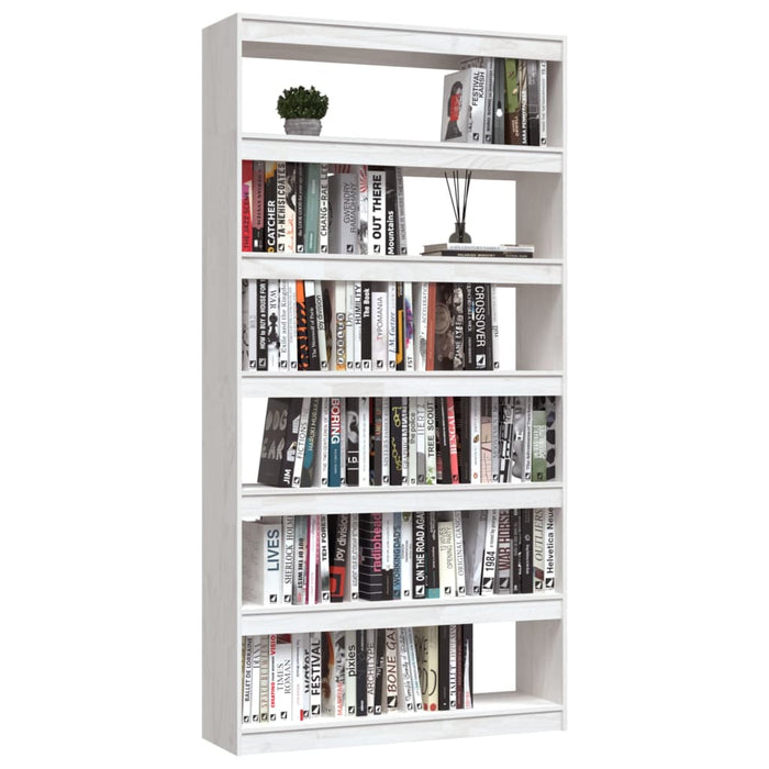 Libreria/Divisorio Bianco 100x30x200 cm Legno Massello di Pino 808229