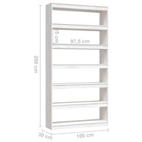 Libreria/Divisorio Bianco 100x30x200 cm Legno Massello di Pino 808229