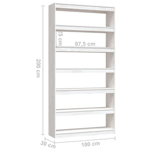 Libreria/Divisorio Bianco 100x30x200 cm Legno Massello di Pino 808229