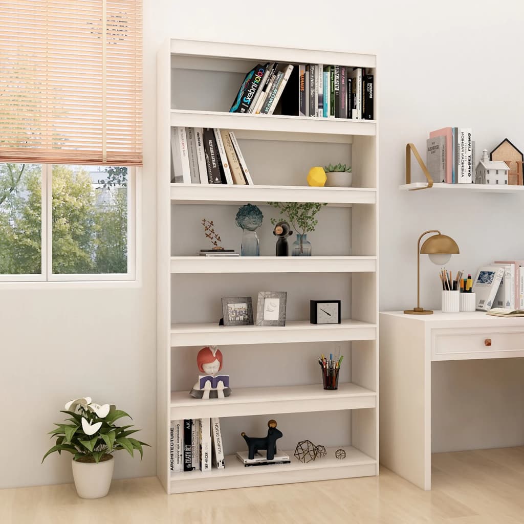 Libreria/Divisorio Bianco 100x30x200 cm Legno Massello di Pinocod mxl 78756