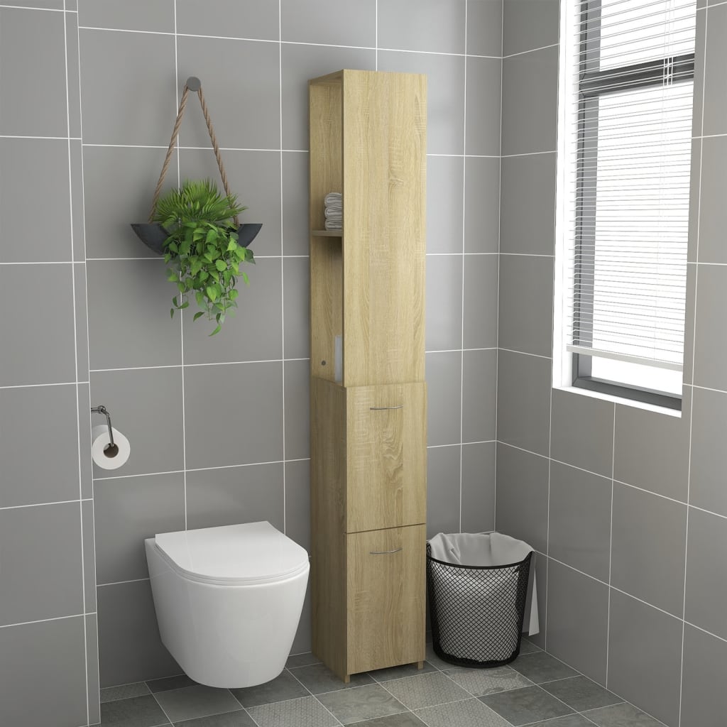 Armadio da Bagno Rovere Sonoma 25x25x170 cm in Truciolato cod mxl 14829