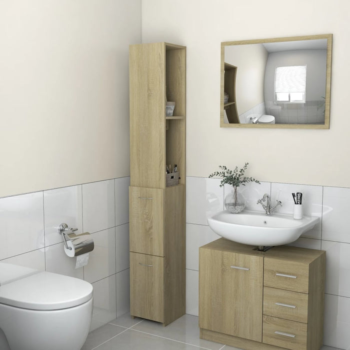 Armadio da Bagno Rovere Sonoma 25x25x170 cm in Truciolato cod mxl 14829