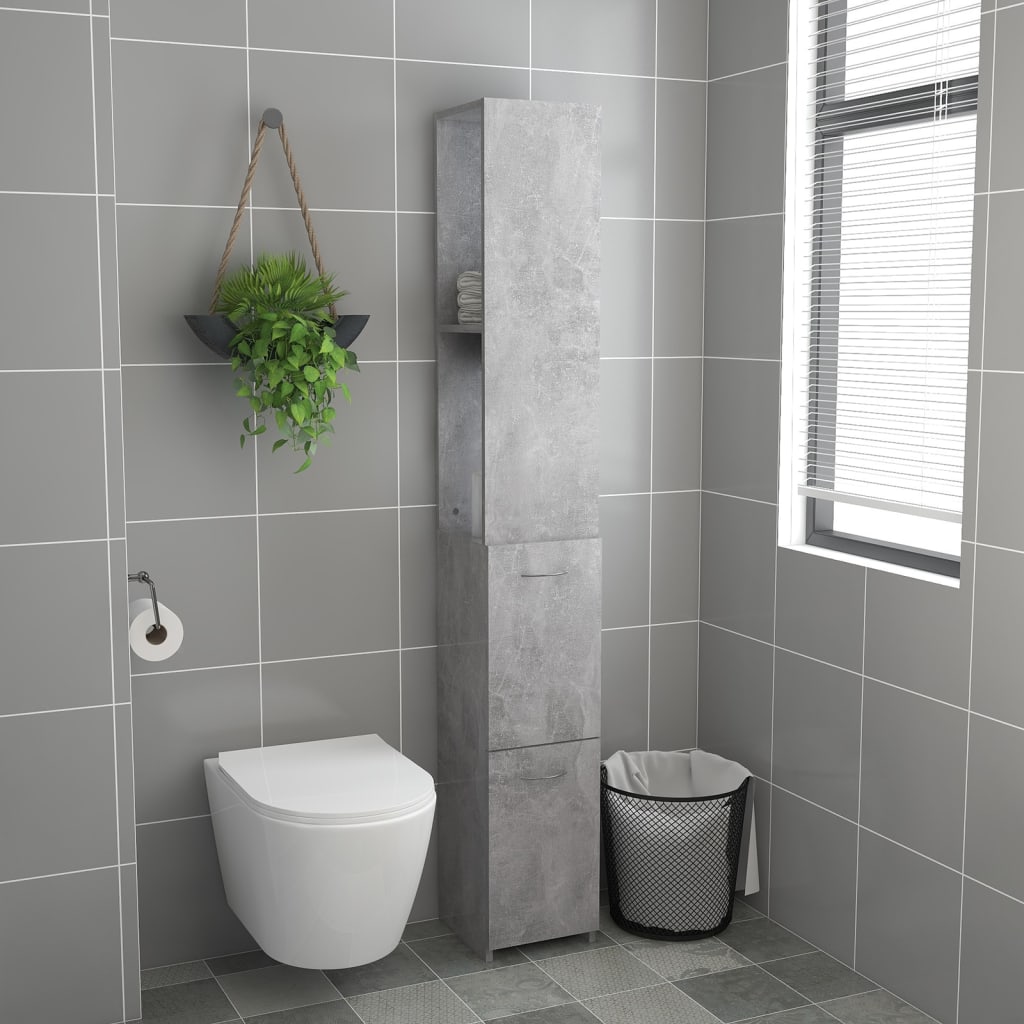 Armadietto Bagno Grigio Cemento 25x26,5x170cm Legno Multistrato 808435