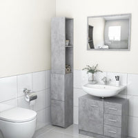 Armadietto Bagno Grigio Cemento 25x26,5x170cm Legno Multistrato 808435