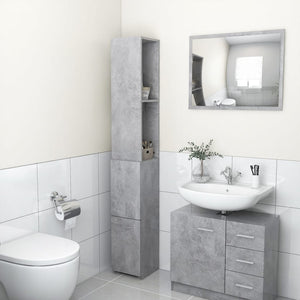 Armadietto Bagno Grigio Cemento 25x26,5x170cm Legno Multistrato 808435