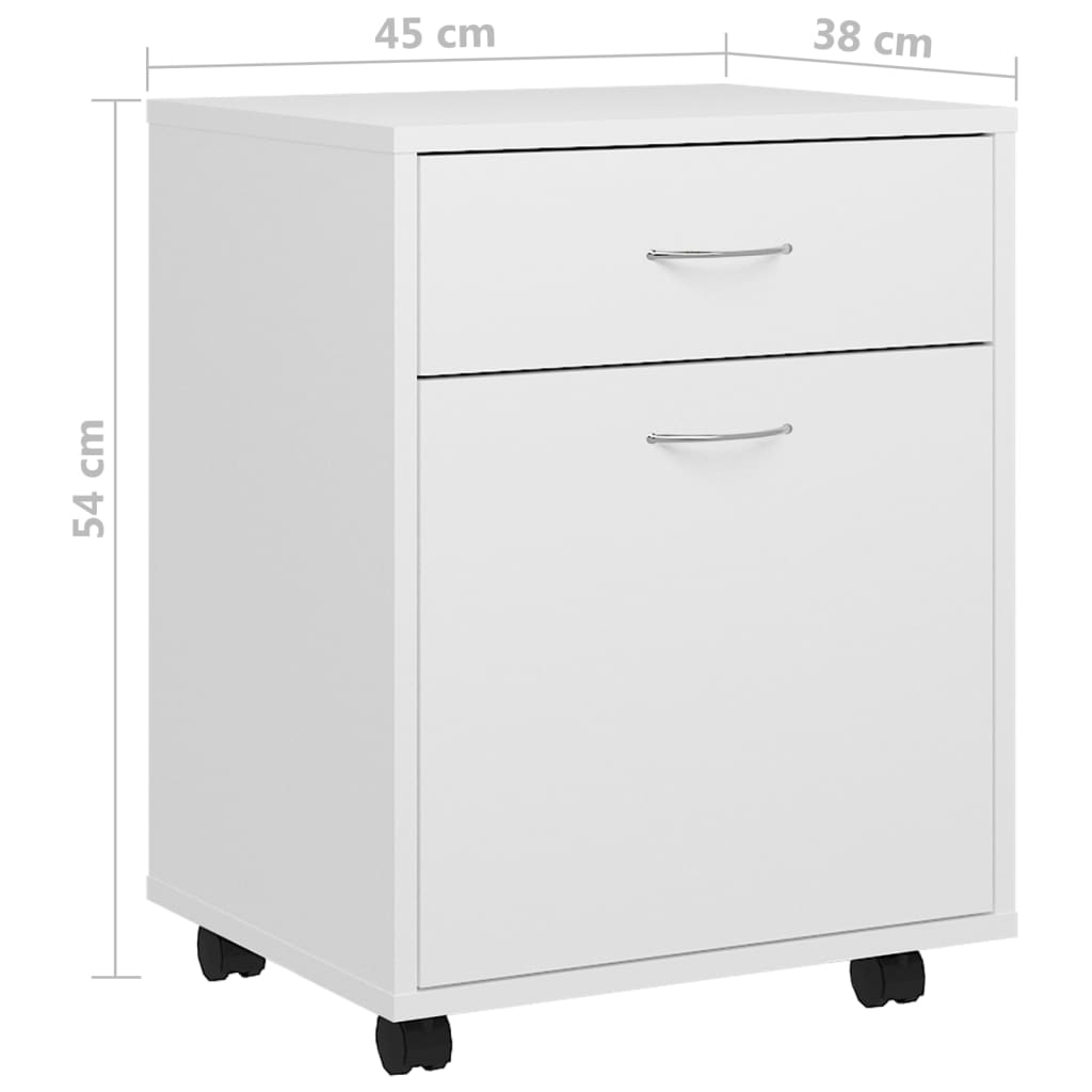 Mobiletto con Rotelle Bianco 45x38x54cm in Legno Ingegnerizzato cod mxl 46873