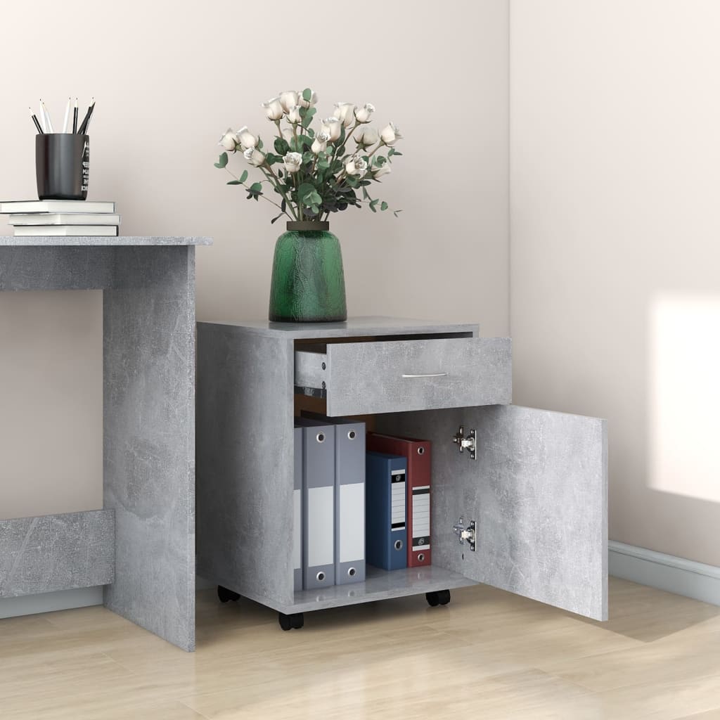 Mobiletto con Ruote Grigio Cemento 45x38x54cm Legno Multistratocod mxl 127666