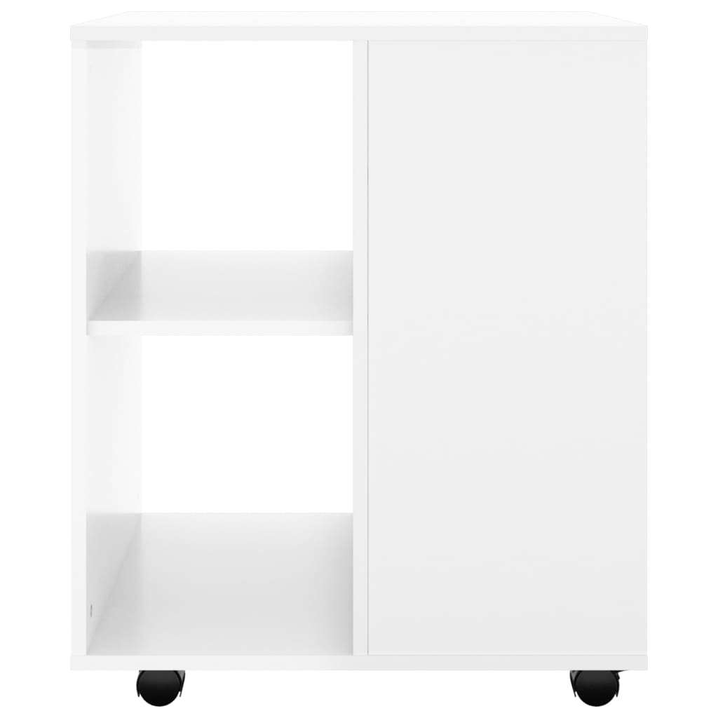 Mobiletto con Rotelle Bianco Lucido 60x53x72 cm in Truciolato 808464