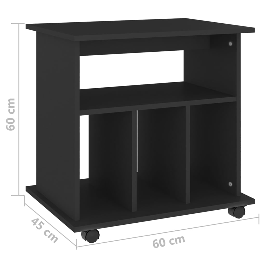 Mobiletto con Rotelle Nero 60x45x60 cm in Truciolato cod mxl 47273